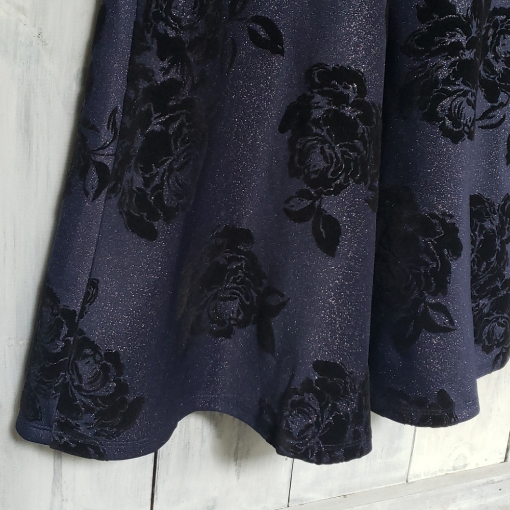 Mi Ami Glitter Navy Black Rose Cocktail Dress NWOT - Picture 7 of 15